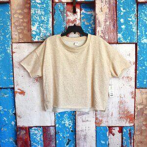 Women's Secret Treasures Sleepwear Top Short Sleeve LARGE Beige Oatmeal NEW